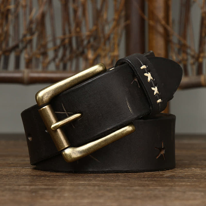 Ceinture en cuir sculpté fantaisie vintage pour homme