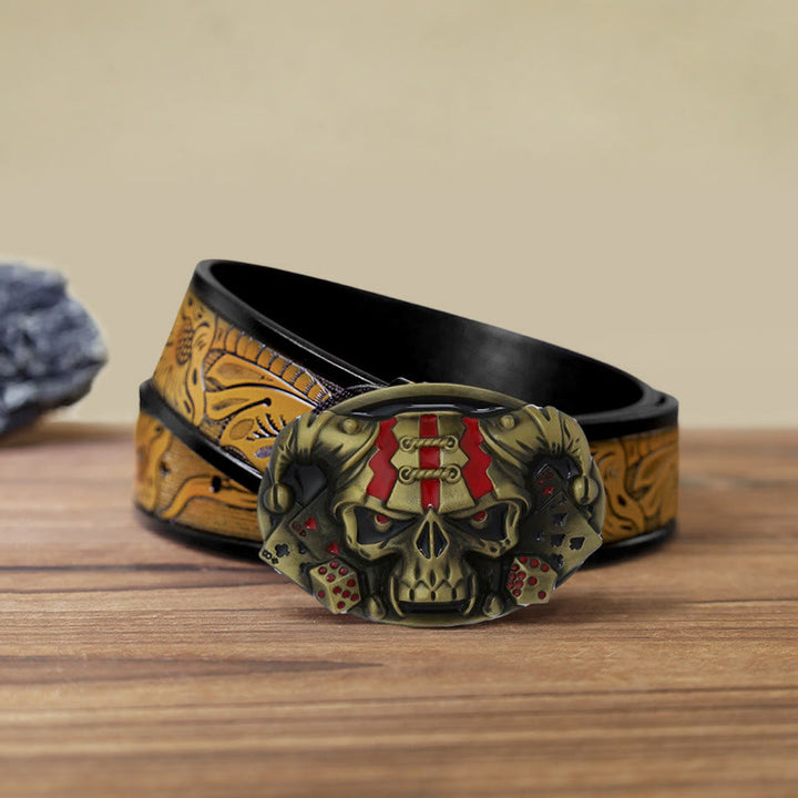 Ceinture en cuir à boucle Joker Skull Clown DIY pour homme
