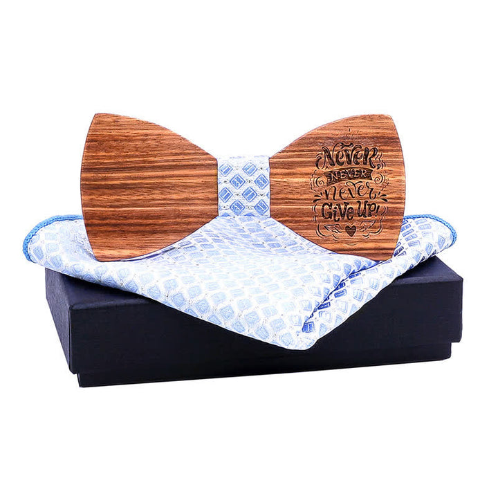 Lot de 2 noeuds papillon en bois pour homme avec proverbes