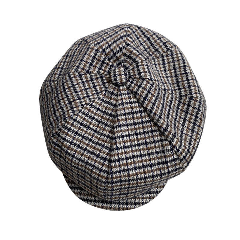 Casquette béret gavroche à carreaux pied-de-poule