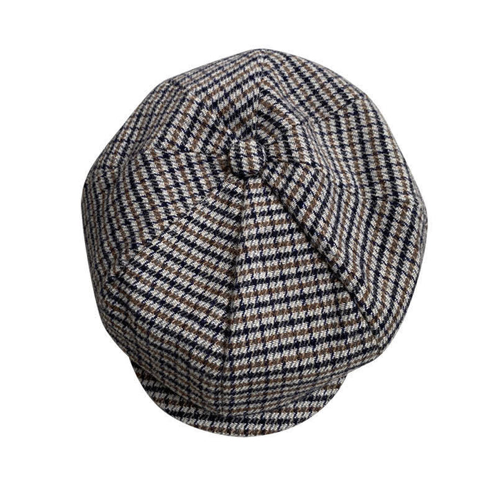Casquette béret gavroche à carreaux pied-de-poule