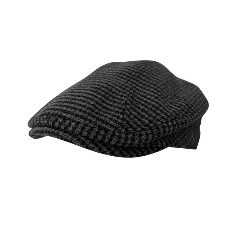 Casquette béret Ivy à carreaux pied-de-poule noir et gris