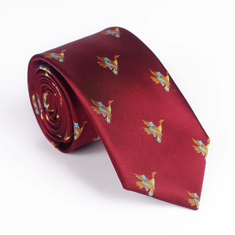 Cravate brodée pour homme avec oiseau volant