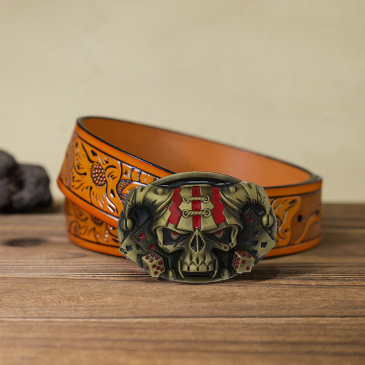 Ceinture en cuir à boucle Joker Skull Clown DIY pour homme