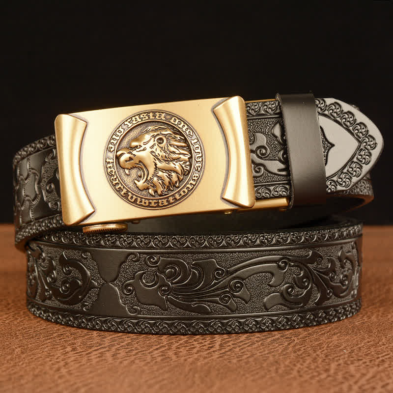 Ceinture en cuir tête de lion punk pour homme