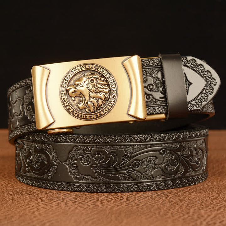 Ceinture en cuir tête de lion punk pour homme
