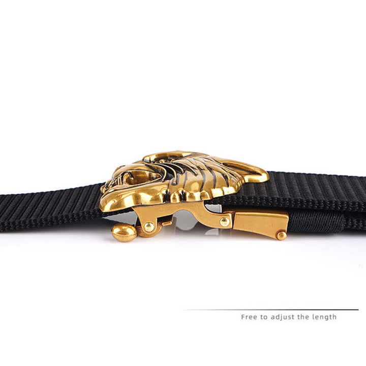 Ceinture en nylon à tête de tigre rugissante pour homme