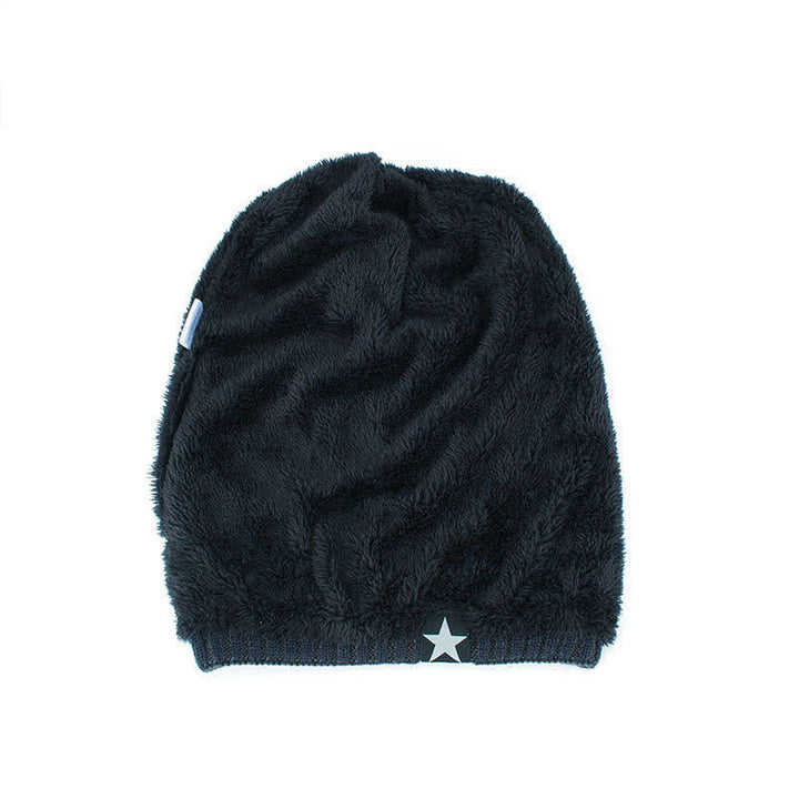 Bonnet tricoté cinq étoiles doublé polaire