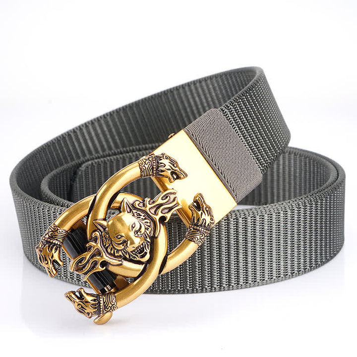 Ceinture en nylon pour homme avec loups féroces en flammes