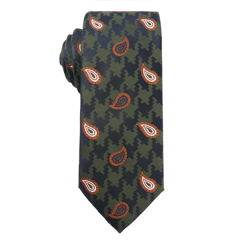 Cravate pour homme série orange vert forêt - Motif cachemire - image 3