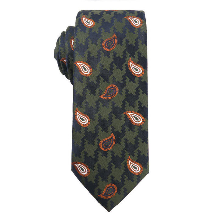 Cravate pour homme série orange vert forêt - Motif cachemire - image 3