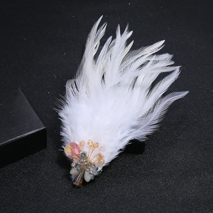 Broche de luxe en cristal avec branches et plumes de flocon de neige pour femme