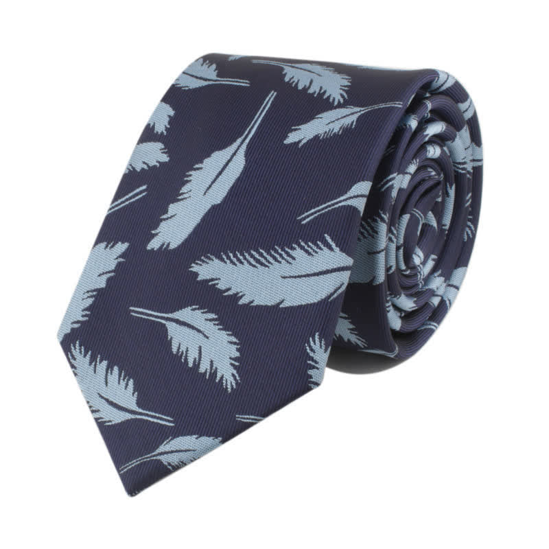 Cravate Jacquard à imprimé plumes pour homme - Bleu foncé - image 6