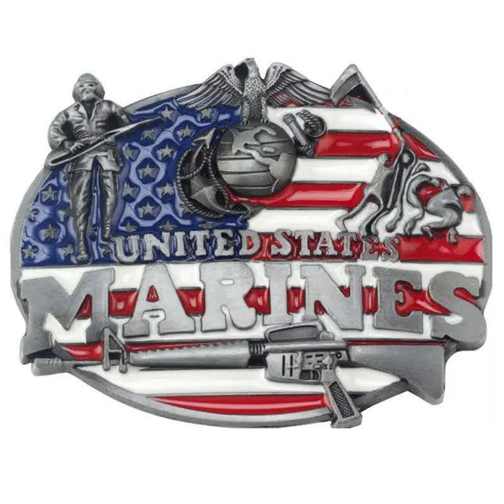 Ceinture en cuir à boucle militaire pour homme des Marines américains
