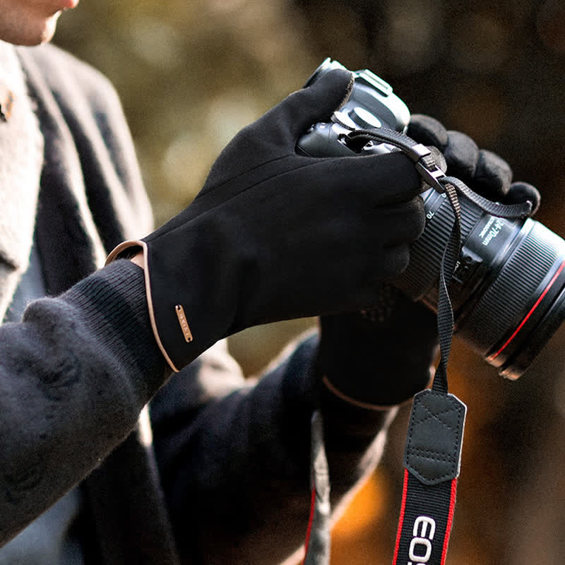 Gants en daim et velours thermiques à doigts fendus