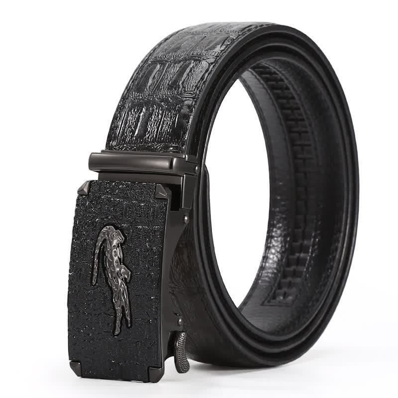 Ceinture en cuir à boucle en relief crocodile pour homme