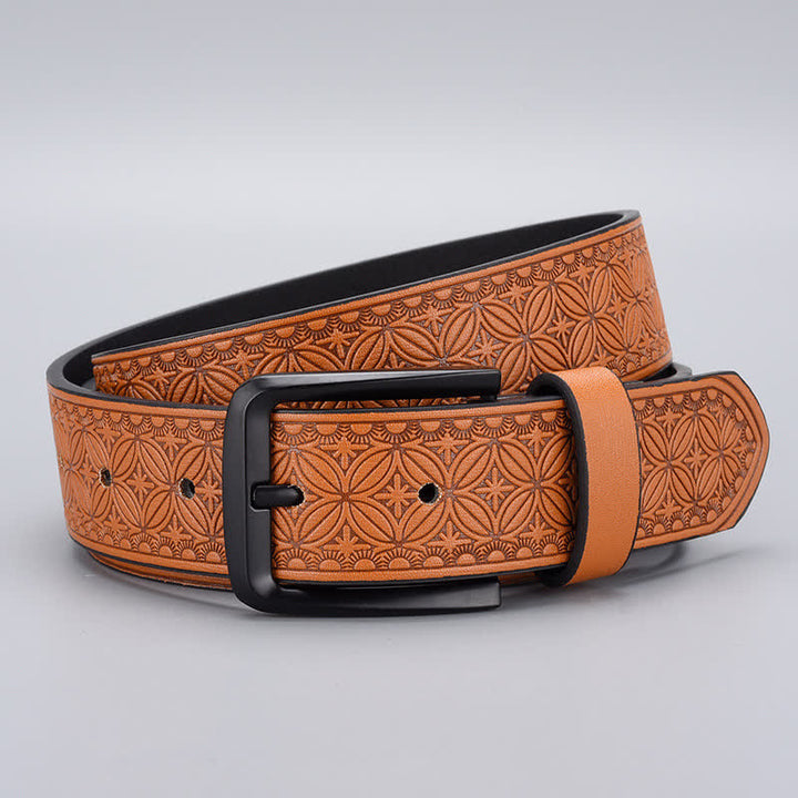 Ceinture en cuir à motif géométrique pour homme