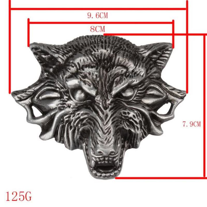 Ceinture en cuir pour homme avec gravure d'animaux en tête de loup féroce