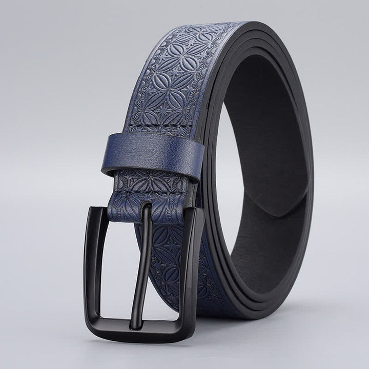 Ceinture en cuir à motif géométrique pour homme