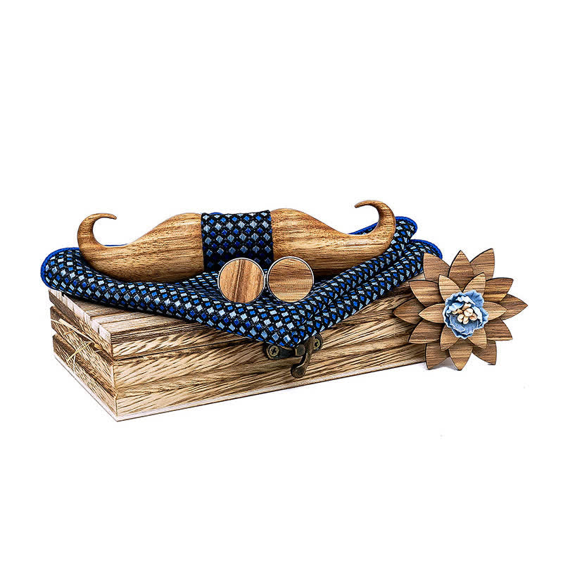 Lot de 4 nœuds papillon en bois Burlywood Moustache pour homme