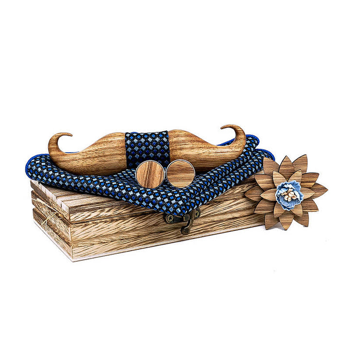 Lot de 4 nœuds papillon en bois Burlywood Moustache pour homme
