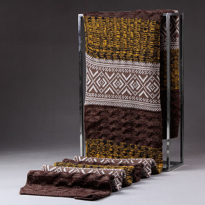 Écharpe en tricot à motif argyle pour homme avec blocs de couleurs