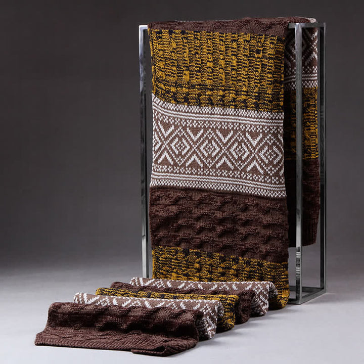 Écharpe en tricot à motif argyle pour homme avec blocs de couleurs