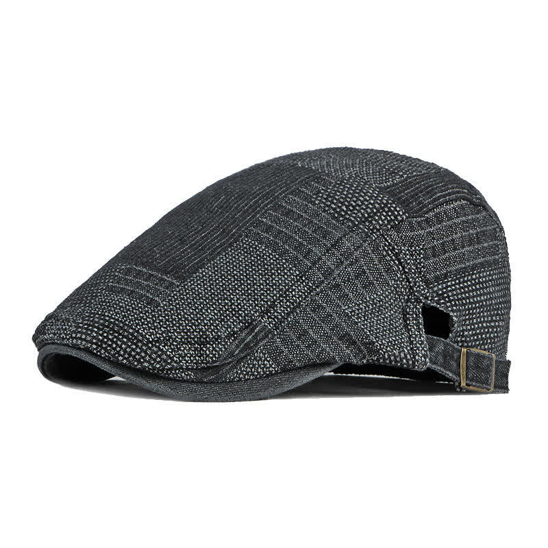 Béret en denim délavé avec casquette plate de peintre de personnalité - Noir - Réglable (environ 21 5/8"-23 5/8") - image 9