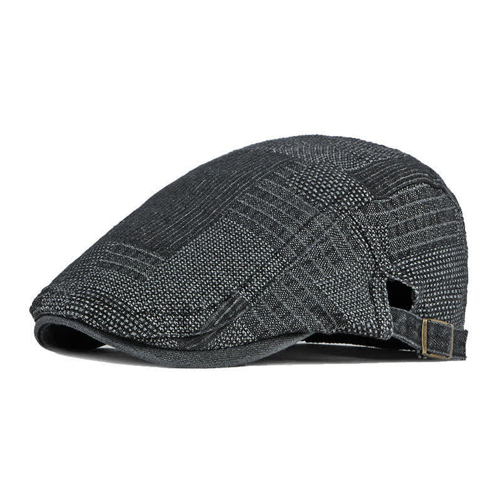 Béret en denim délavé avec casquette plate de peintre de personnalité - Noir - Réglable (environ 21 5/8"-23 5/8") - image 9