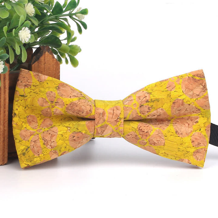 Nœud papillon multicolore à imprimé géométrique en grain de bois pour homme