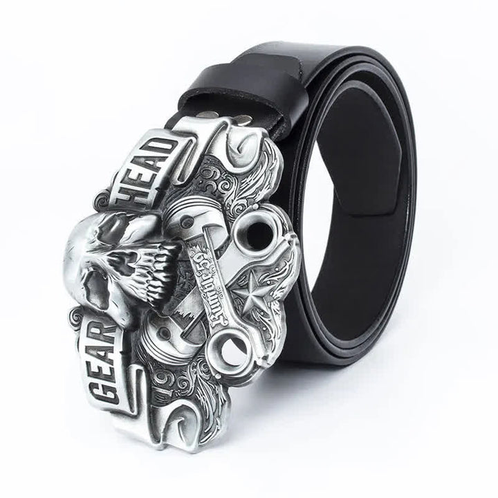 Ceinture en cuir punk fantaisie pour homme avec tête de mort