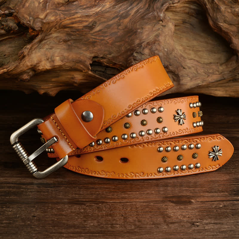 Ceinture décorative unisexe à rivets croisés de style rock