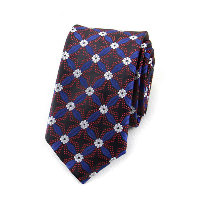 Cravate géométrique brodée de fleurs pour homme