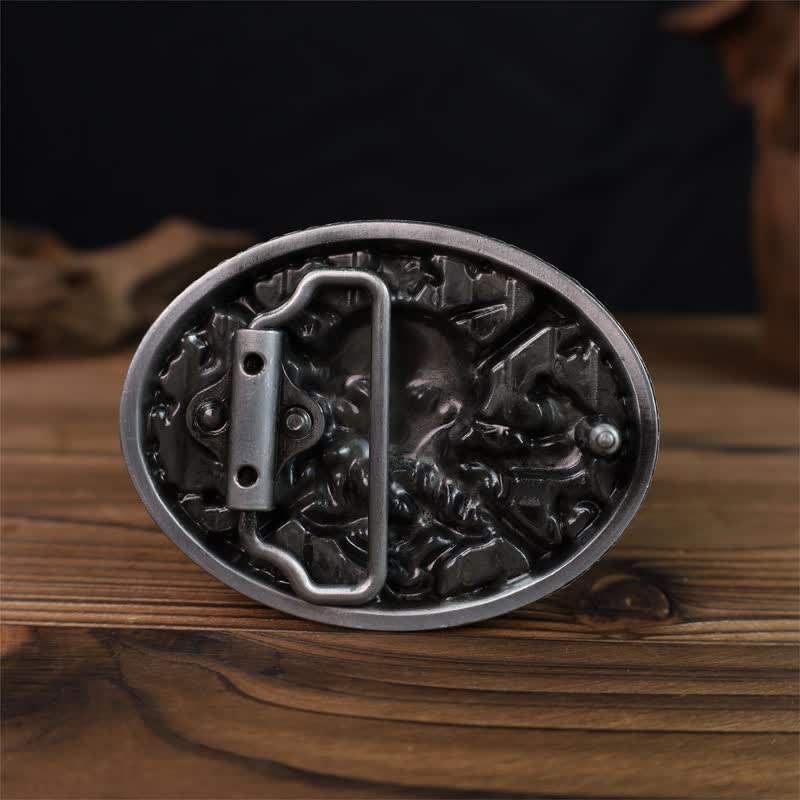 Ceinture en cuir à boucle serpent gothique pour homme avec tête de mort et croix