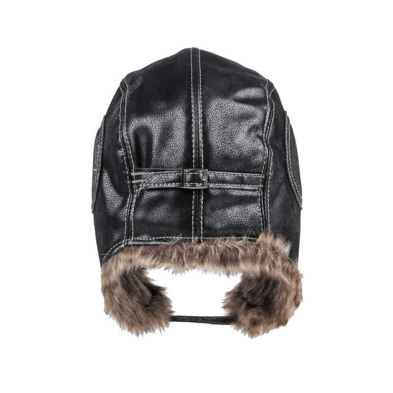 Chapeau de trappeur en similicuir doux et moelleux avec protection des oreilles