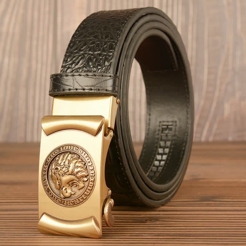 Ceinture en cuir à motif alligator tête de lion pour homme
