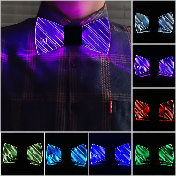Nœud papillon lumineux en acrylique Preppy de 7 couleurs pour festival