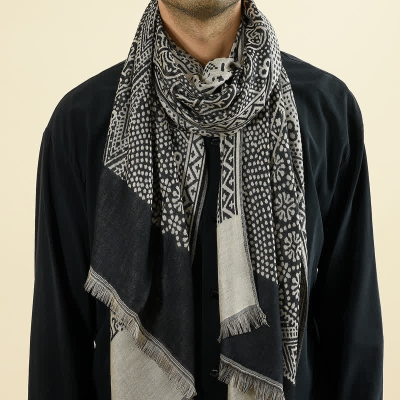 Écharpe ethnique légère en coton et lin pour homme