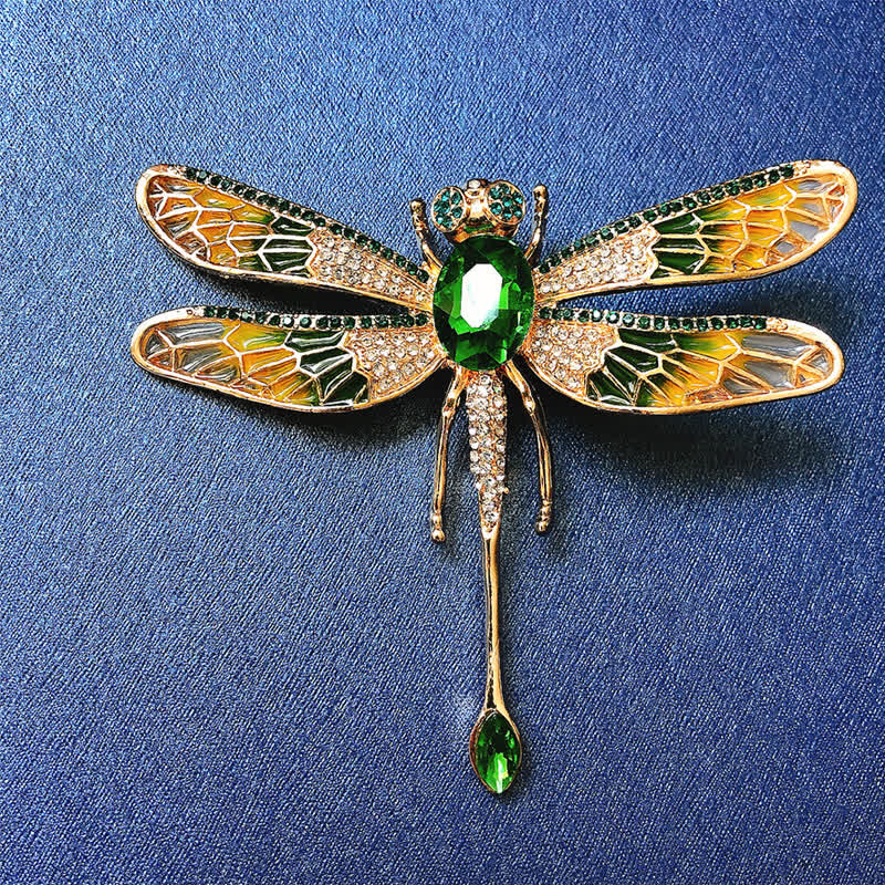 Broche luxueuse en strass pour femme en forme de libellule