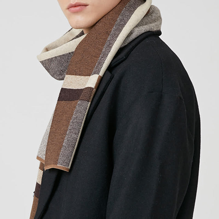 Écharpe d'hiver classique à rayures et carreaux pour homme