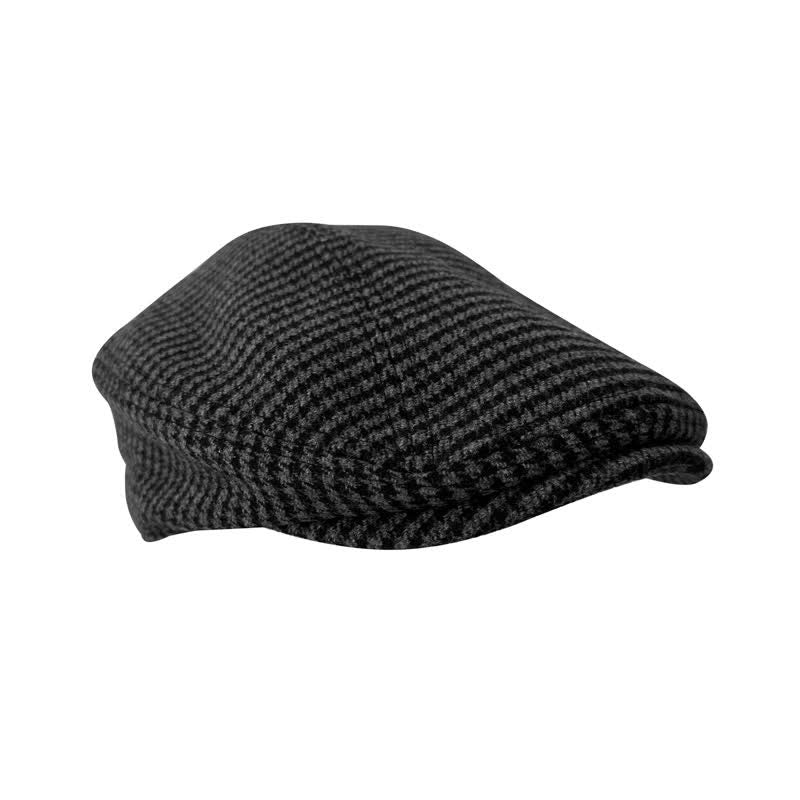 Casquette béret Ivy à carreaux pied-de-poule noir et gris