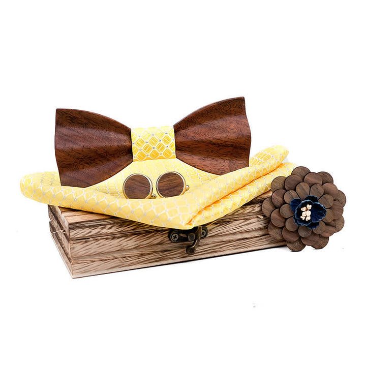 Lot de 4 noeuds papillon en bois de noyer noir pour homme