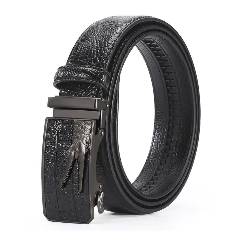 Ceinture en cuir à boucle automatique pour homme, motif crocodile