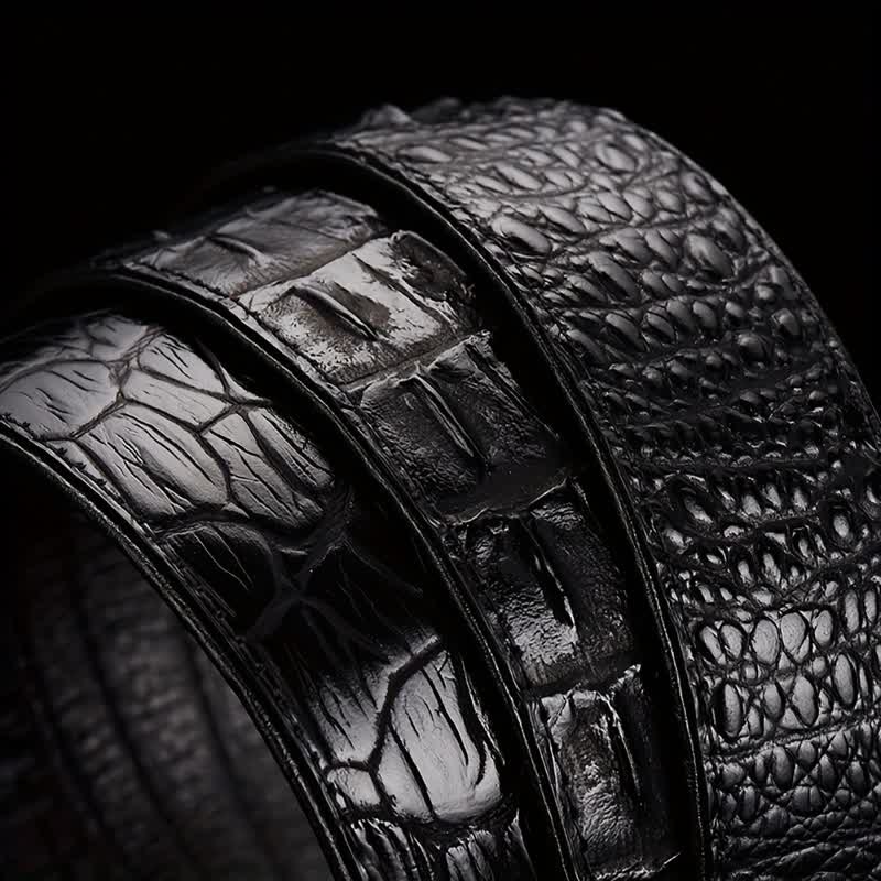 Ceinture en cuir à boucle en forme de tête d'alligator exotique pour homme