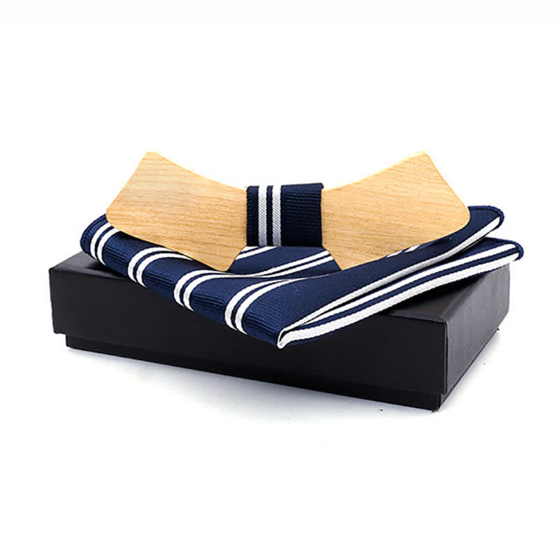 Lot de 2 noeuds papillon en bois en forme de col pour homme