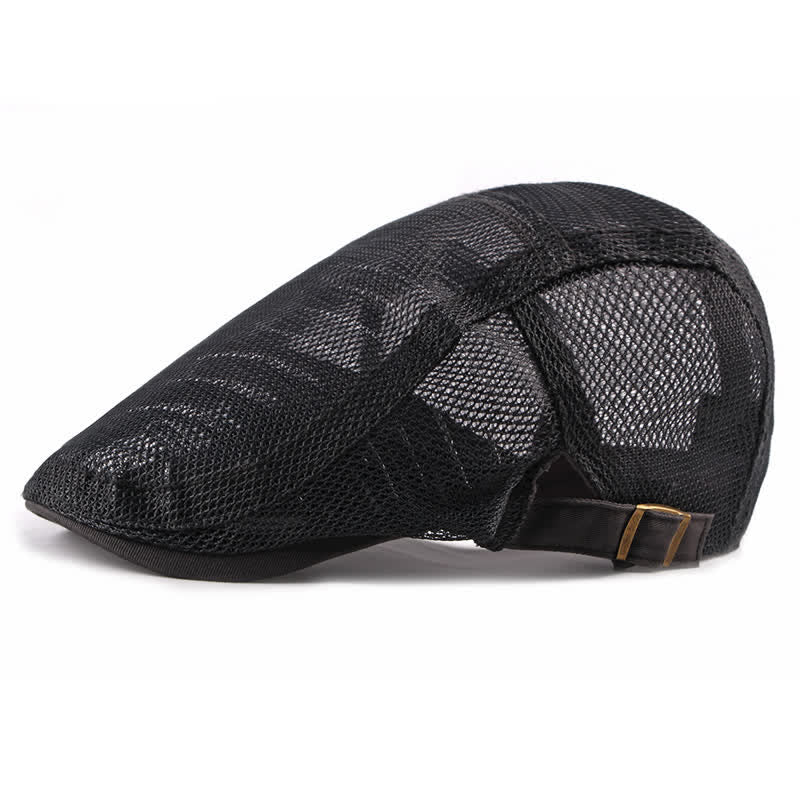 Béret plat en maille creuse respirante pour chapeau de soleil - Noir - Réglable (environ 21 5/8"-23 5/8") - image 0