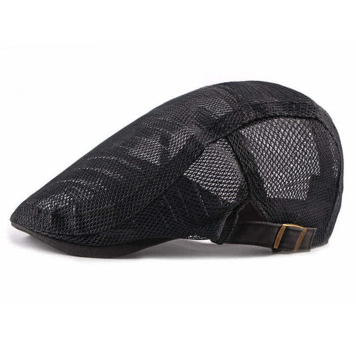 Béret plat en maille creuse respirante pour chapeau de soleil - Noir - Réglable (environ 21 5/8"-23 5/8") - image 0