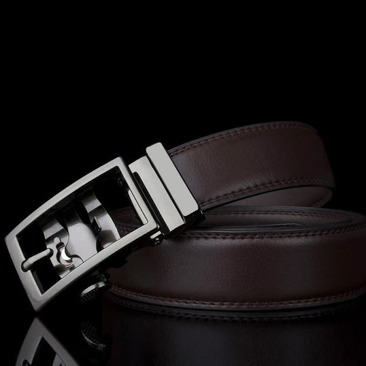 Ceinture en cuir à boucle automatique creuse sophistiquée pour homme