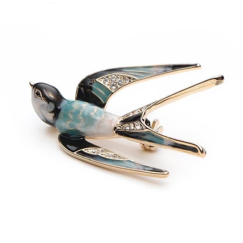 Jolie broche hirondelle en émail pour femme