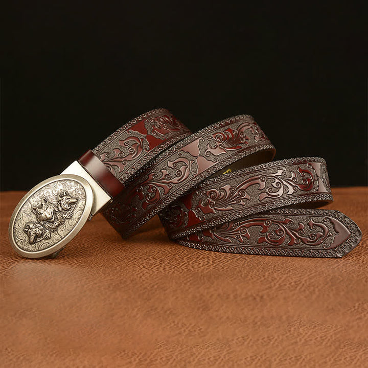 Ceinture en cuir pour homme avec motif Légende des loups affamés